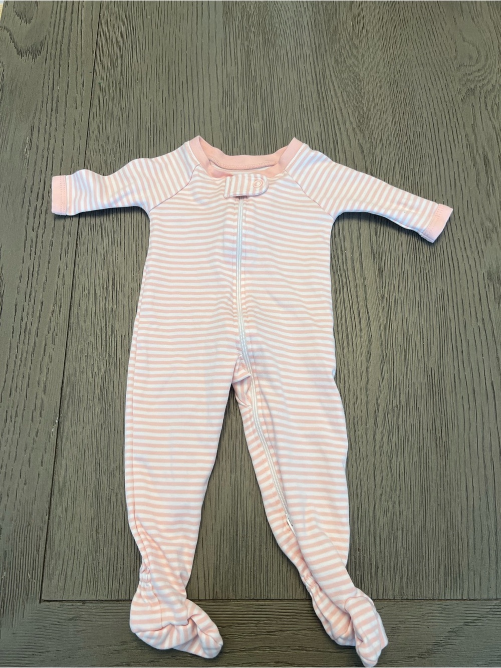 Pink Striped Footed One-Piece Pajama